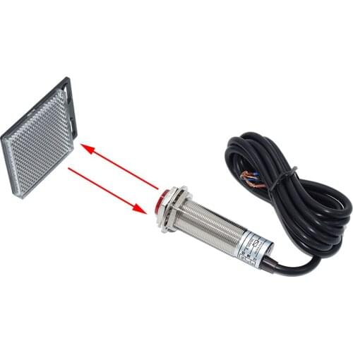 DV6-36V Waterproof Reflective Laser Photoelectric Switch Adjustable Max 20m Distance NPN PNP Output