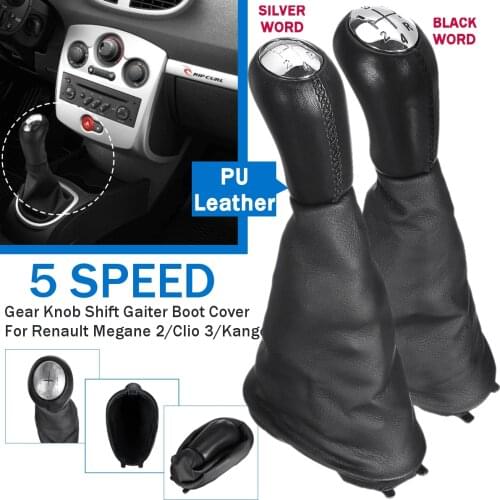 Car Gear shift knob For Renault Clio 2 3 Megane 2 Scenic 2 Kangoo 2009 Gloss Matt Cap With Dust Cover Pu Leather Pens Gaiter