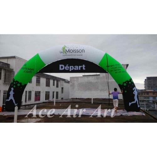 Custom giant 10m wide depart arrivee inflatable arch for marathon comes with removable banners