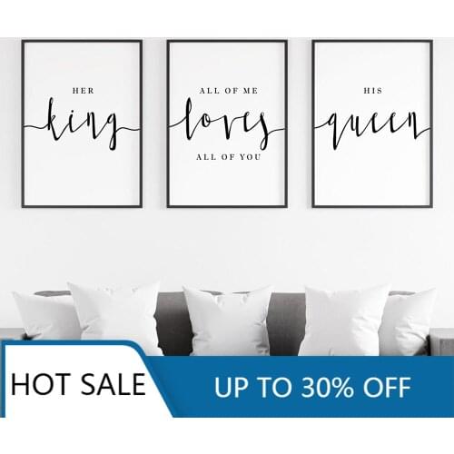 Canvas Painting Posters Love Black King and Queen Quote Prints Bedroom Melanin Wall Art Decor Black Beauty Home Decoration