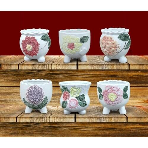 High Quality Ceramic Flowre Pot Temperature Fambe Creative Snow Glaze with Flower pots