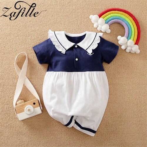 ZAFILLE Newborn Baby Girl Clothes Sailor Babys Romper Lace Collar Princess Jumpsuit Infant Clothing Toddler Girl Rompers