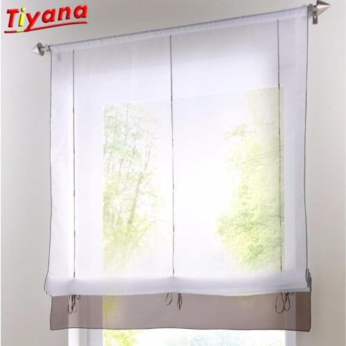 Short Curtain Light Grey Voile Tulle Orange Sheer Curtain Green Kitchen Curtain Valance Kitchen Tulle Hot Sale Modern DL017 *30