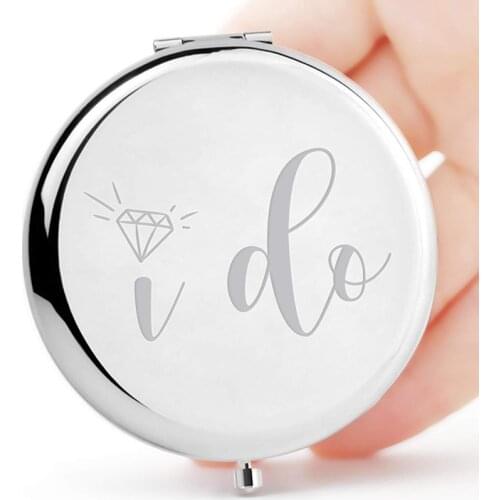 Bridal Shower Bachelorette hen Party Bride to be Gift I Do Makeup Bag Cosmetic Mirror Wedding engagement Vow Renewal decoration