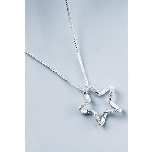 Daisies Pure 925 Sterling Silver Necklaces & Pendants Shining Star Choker Necklace Sterling-silver-jewelry For Women
