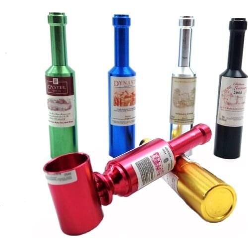 Red Wine Shape Smok Metal Portable Pipes Creative Smoking Pipe Herb Tobacco Pipe Grinder Smoke Narguile Cigarette Holder