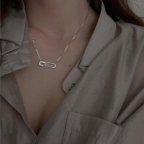 Love pin clavicle chain necklace silver gold jewelry 2021 new temperament necklace female
