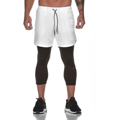 Men Sports Pants Leggings 2in1 Running Trousers Joggers Fashion High Waist Casual Drawstring Sweatpants with Pockets
