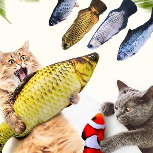 Pet Soft Plush 3D Fish Shape Cat Toy Interactive Gifts Fish Catnip Toys Stuffed Pillow Doll Simulation Fish Playing Toy For Pet