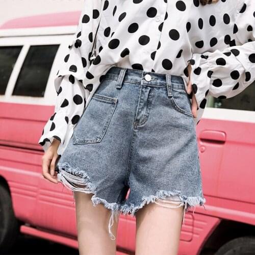 New fashion casual 2020 summer hot sale denim Female shorts high waists pocket decoration Plus size sexy short Jeans for Women