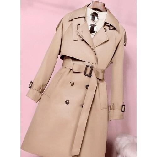 Windbreaker 2021 New Mid Long Small High End Atmosphere British Hepburn Coat Korean Loose
