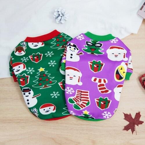 Dog Clothes Cute Christmas Theme Print Dogs Fleece Coat Winter Warm Chihuahua Yorkshire Hoodie Outfit Puppy Cat Costume