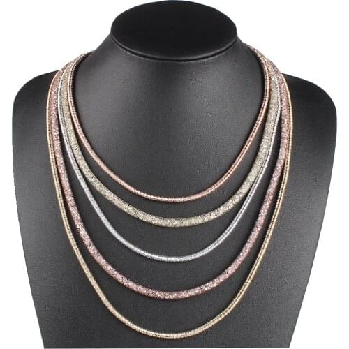 Claire Jin Bohemian Handmade Sparkling Crystal Rope Multi Layer Necklace Ethnic Women Jewelry Choker Fashion Accessories