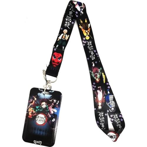 Anime Demon Slayer Neck Strap Lanyard for Keys ID Card Badge Holder Keycord Mobile Phone Straps with Keychain Cosplay Gifts