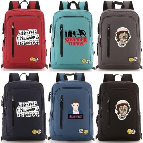Strange Things TV Series Style Backpack Bag Zipper Pocket Bag Men Women BookBag Student School Travel Laptop Bag Mochila Badge