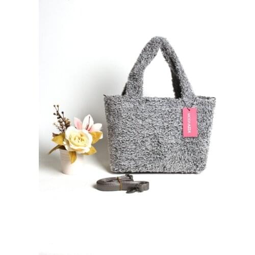 2021 season Fashion Women 'S Gray Fur Detail Hand And Shoulder Asklı Bag Trend Women 'S Handbag