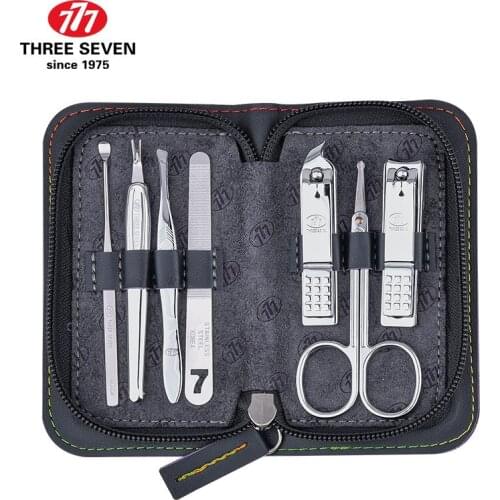 THREE SEVEN/777 Nail Clippers Kits Nail File/Cuticle Pusher/Callus Shaver/Earpick 7 in 1 Nail Art & Tools Kits