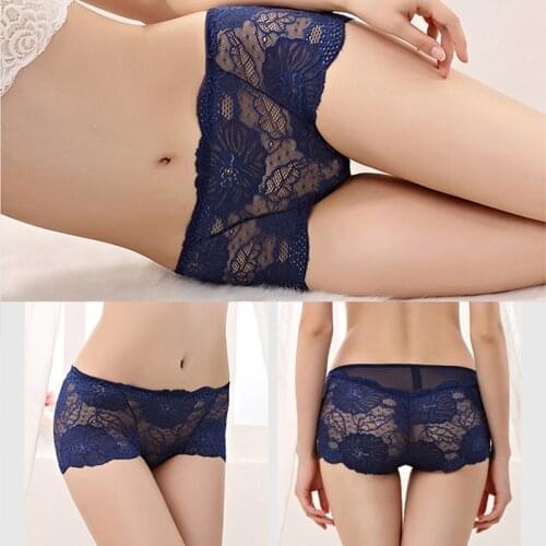New Full Lace High Waist Panties Womens Large Size Sexy Transparent Ladies Briefs Comfortable Cotton Pants Pink Underwear