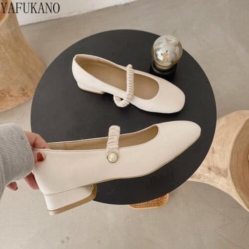 Chunky Heel Mary Jane Shoes 2021 New Retro Square Toe Lady Pumps Simple Fashion Low-Heel Casual Single Shoes Women High Heels