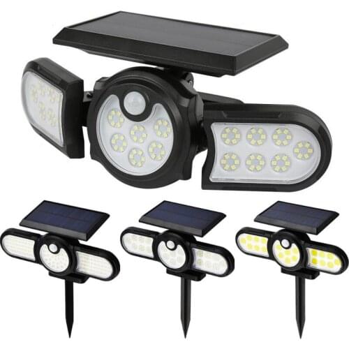 3 Mode 3 Heads Outdoor Solar Light Motion Sensor Rotation Waterproof LED COB Wall Street Lamp Lawn Light For Garden Decoration