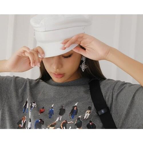 USPOP New Leather PU Newsboy caps Women Flat Visor Cap Solid Color Militray caps S M L