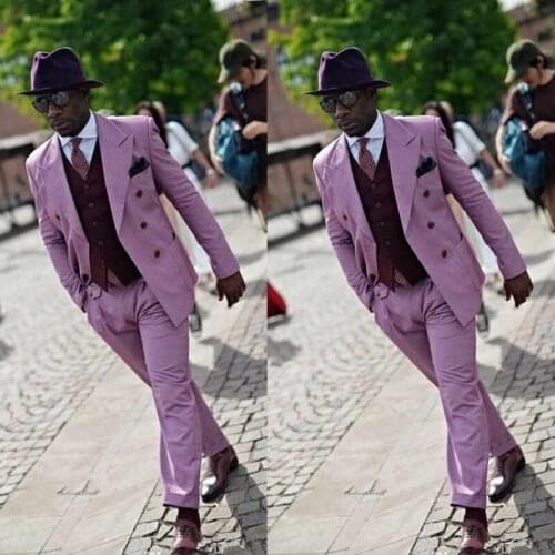 Spring Summer Men Tuxedos Fashion Slim Fit Peaked Lapel Groom Mens Pants Suits Business Prom Dinner Blazer Suit (Jacket+Pants)