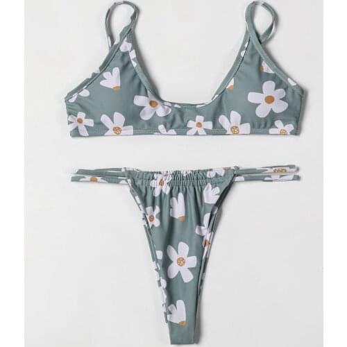 ZTVitality Swimwear Women Floral Print Sexy Bikini 2022 Hot Sale Straps Padded Bra Low Waist Swimsuit Female Brazilian Biquini