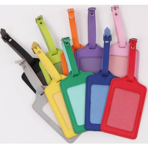 10 Colors Travel Accessories Candy Color PU Leather Luggage Tag Women Portable Label Suitcase ID Address Holder Baggage Boarding