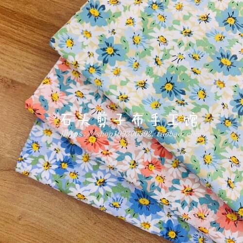 160x50cm Pink Green Blue Floral Twill Cotton Printed Fabric Decorative Handmade Bedding Clothes Sewing Cloth