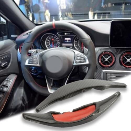 2Pcs Shift Paddle Cover Replacement Rustproof Carbon Fiber Car Steering Wheel Extension for Benz A45 CLA45 CLS63 GLA45 GLE63 AMG