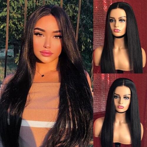 250% Density Straight Lace Closure Wigs Natural Black Human Hair Wigs Pre Plucked Bone Straight 4*4 Lace Closure Wigs for Women