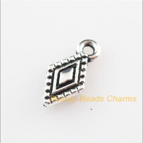 15 New Charms Lozenge Teardrop Tibetan Silver Color Pendants 6.5x13mm