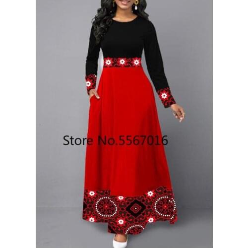 African Print Dashiki Dresses For Women 5XL Plus Size Ankara Long Dress Ladies Patchwork Color Clothes Robe Africaine Femme