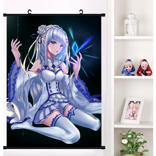 Anime Re:zero kara hajimeru isekai seikatsu Beatrice Emilia Wall Scroll Mural Poster Wall Hanging Poster Home Decor Collection