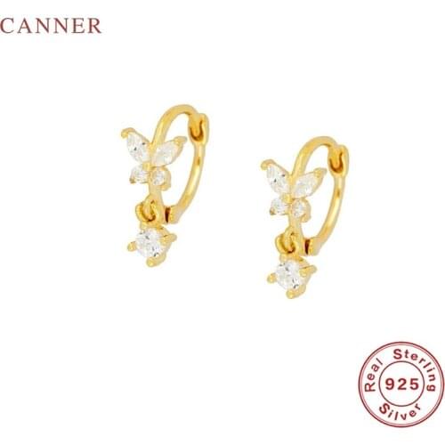 CANNER Earrings For Women 925 Sterling Silver Pendientes Fashion Personality Bee Earrings Hoops Zircon Korean Fine Jewelry