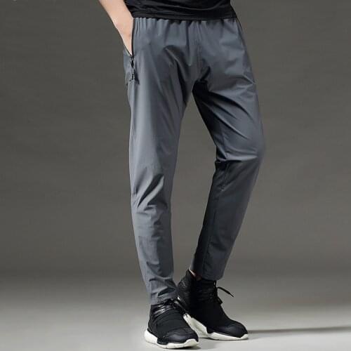 Ice Silk Running Pants Men Sport Jogging Fitness Yoga Training Football Long Leggings High Elastic Quick-Drying Fit Pants Men