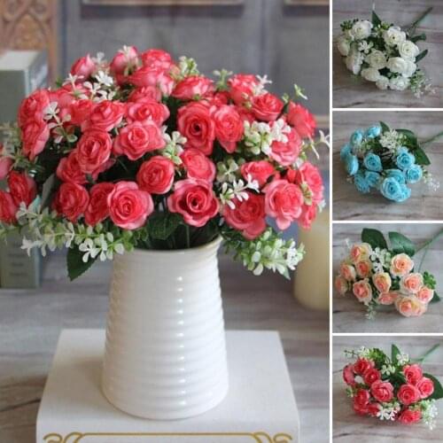 Bouquet 15 Heads Artificial Rose Flower Home Room Decoration Xmas Party Decoration Artificial Flowers Decorations