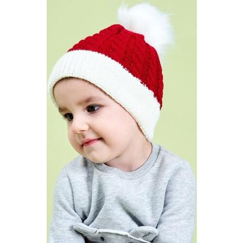 WeMe Children Woolen Yarn Knitted Hats with Ball Top Beanie for Kids