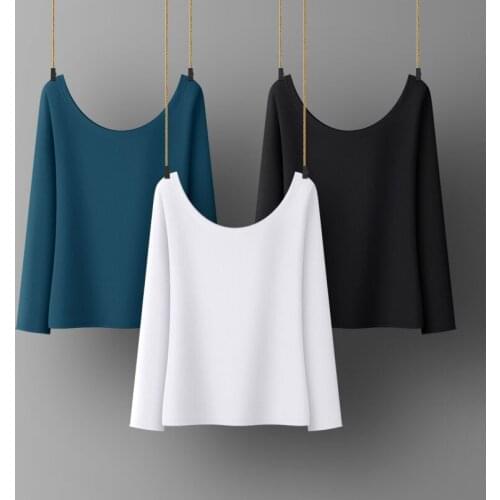 Women Cotton T-shirt O-NECK Long Sleeve women shirt All match Lady Top Black White Gray Yellow Shir