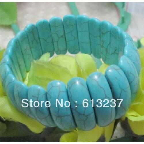 Hot new Fashion Style diy Natural 8-24mm blue Turkey calaite strand beaded Bracelet 7.5'' MY4662