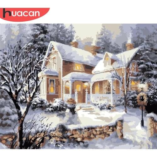 HUACAN Paint By Number House Drawing On Canvas Gift DIY Pictures By Numbers Landscape Kits Hand Painted Painting Art Home Decor