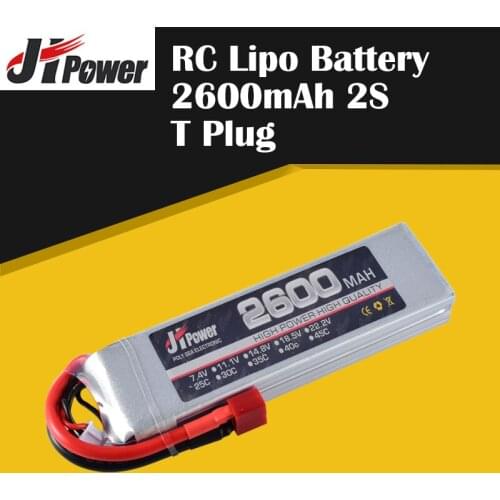JHPower Rechargeable Battery 7.4V 2200mAh Lipo Battery with T Plug 2S 25C for RC Boat RC Model Car