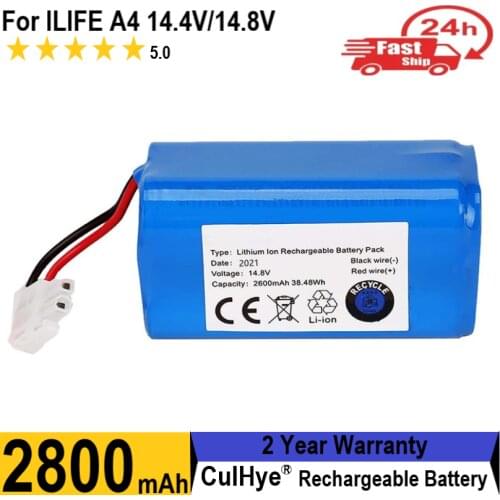 Culhye Replacement Battery for ILIFE A4 A4S A6 V7 14.8V 2600mah Robot Vacuum Cleaner Battery