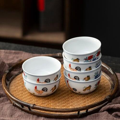 LUWU ceramic teacup set chicken cup set of 6 cups kung fu tea cup 100ml