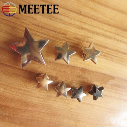 Meetee 50pcs 9/12/19mm Metal Star Rivet Buckles Shoes Leather Belt Decoration Nail Clasp Accessories DIY Bags Clothing Rivet