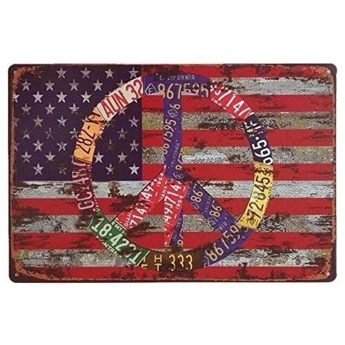 American Peace License Metal Plate Retro Man Cave Tin Sign Vintage Wall Bar Shop Decor 12x8 inch