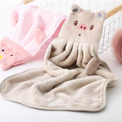 Cute Baby Soft Plush Bath Towel Super Absorbent Hand Towel Lint-free Kids Towel Kitchen Hanging Cloth Cleaning Wipes Dishcloth