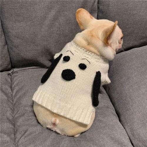 Cute Puppy Face Dog clothes Cat Bulldog Pug Dog Teddy Schnauzer Puppy Autumn Winter Sweater Dog Apparel