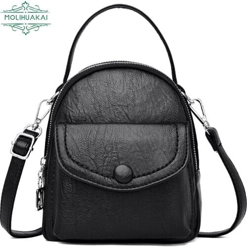 MoLiHuaKai 2021 New Ladies Luxury Soft Leather Shoulder Bags PU Leather Trend Retro Messenger Bag Simple Girl Designer Brand Bag