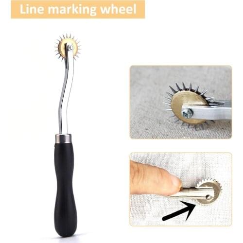 DIY Leather Paper Cloth Craft Kit Over Stitch Line Marking Wheel Gear Roulette Spacing Sewing Tool Roulette With Wood Handle